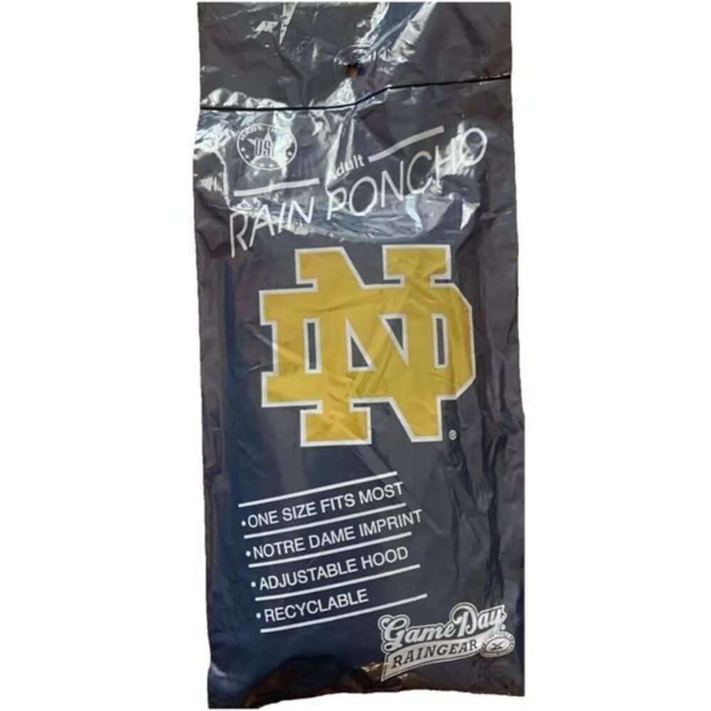University of Notre Dame Gameday Rain Poncho New Sealed‎ Package Adult